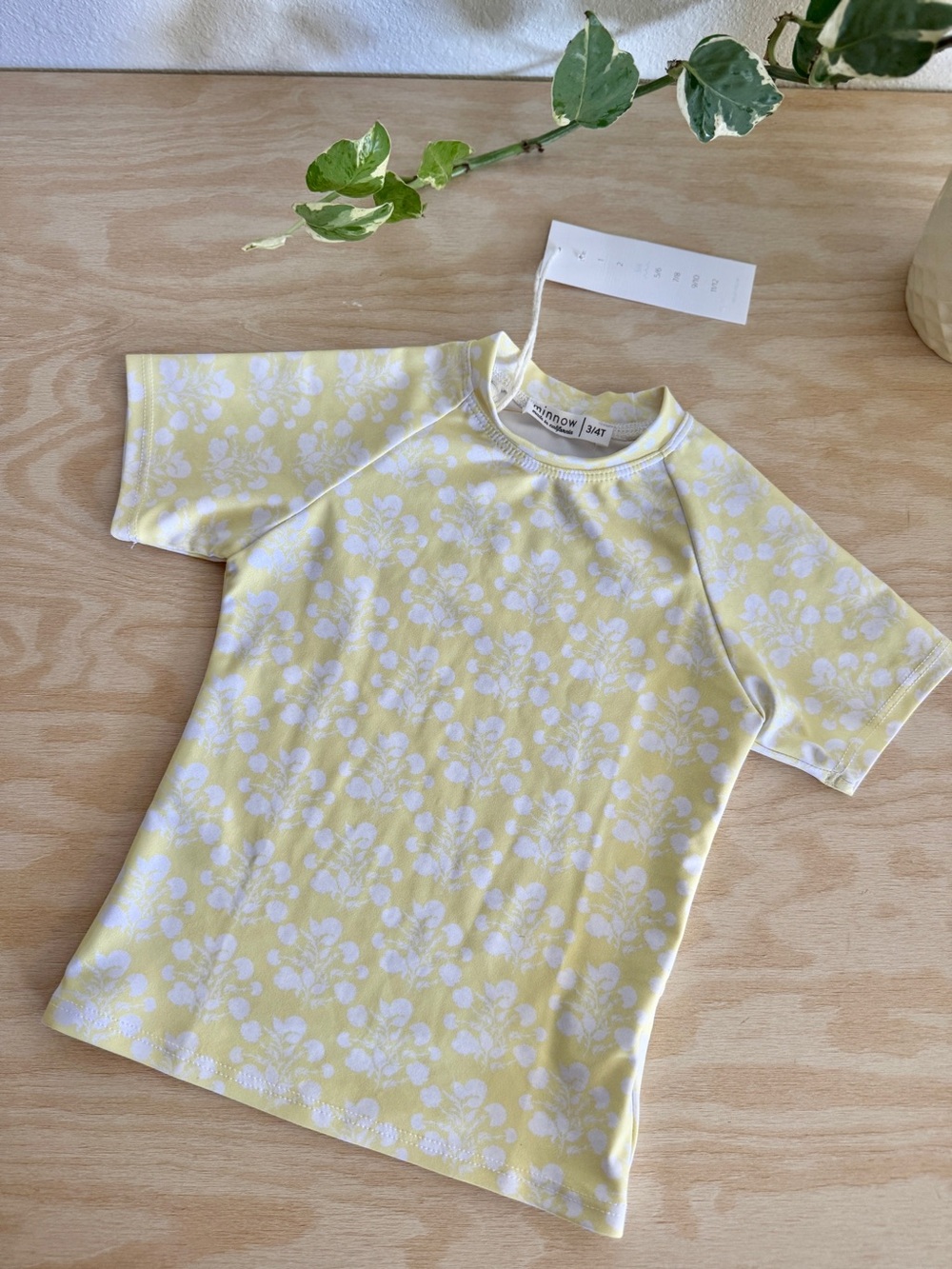 Minnow Swim NWT Yellow Floral Rashguard Unisex 3/4T Made in USA